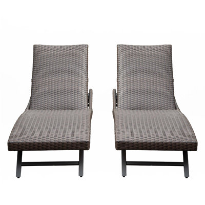 Chaise longue d'extérieur en osier 2 pièces