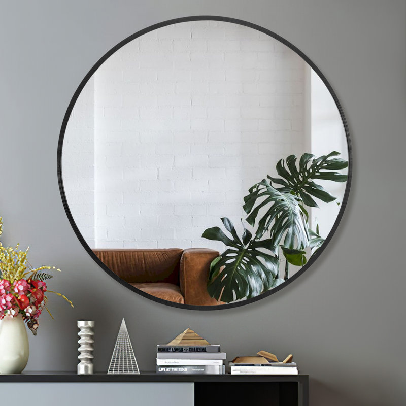 Miroir de salle de bain 23,6 po * 23,6 po, H 24 po x l 24 po, Noir