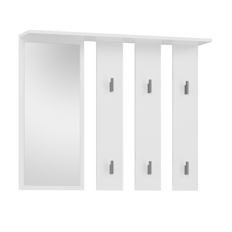 Novick Solid Wood Wall 6 - Hook Coat Rack, White