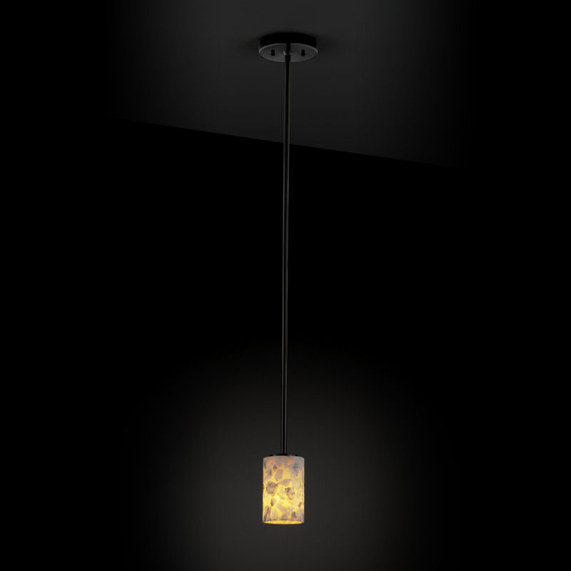Mini-luminaire suspendu 1 lumière albâtre Rocks, Noir mat