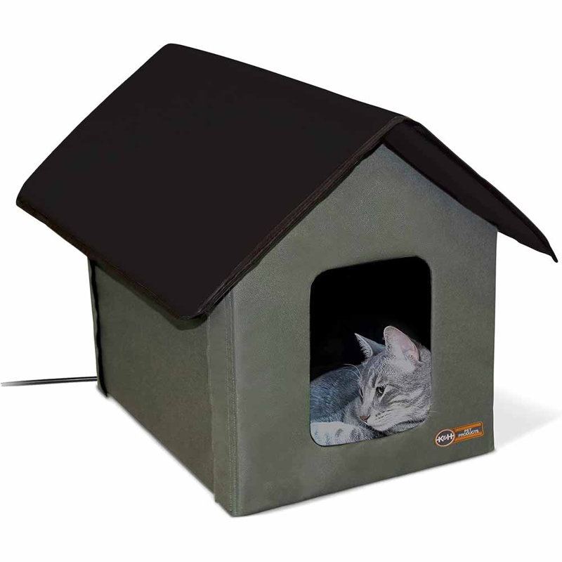 Maison pour chat Dorice, Vert olive, noir