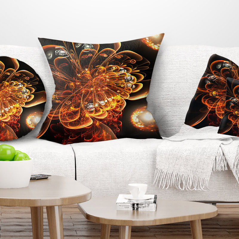 Coussin décoratif floral à fleurs fractales, 16 po x 1 po, Coussin décoratif