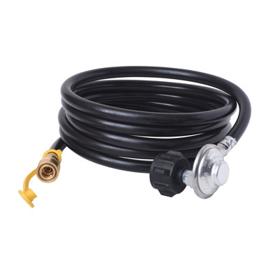 Flame King 12-FT 90° Low-Pressure Propane Regulator Hose Quick Connect for RVs, Grills, & Heaters