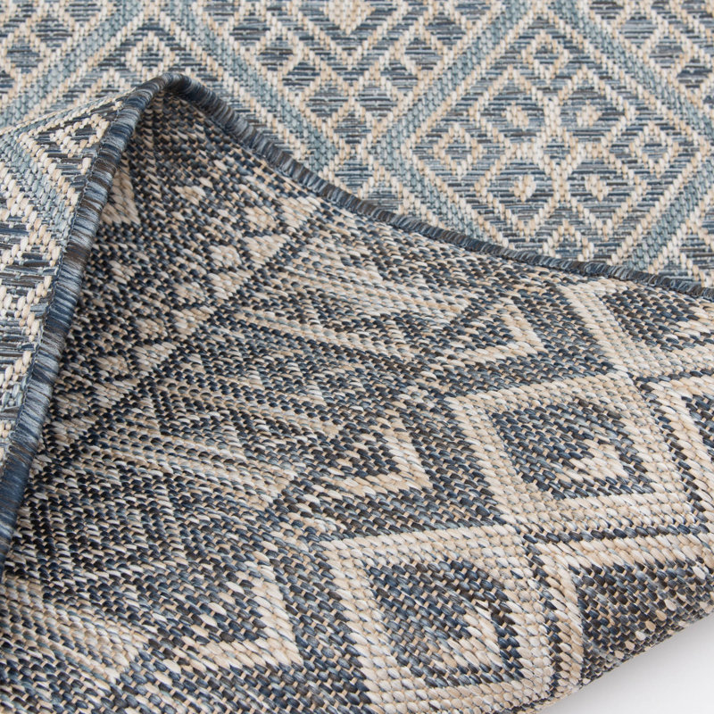 Tapis intérieur / extérieur marocain en polypropylène 3 pi 3 po x 5 pi 3 po Union Rustic Makalah Draya