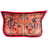 1930s Coral Dragon Antique Chinese Tibetan Saddle Cover 2'6" x 4'2" Rug Carpet