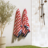 100% Cotton Elevated Stripe Border Oversized Beach Towels