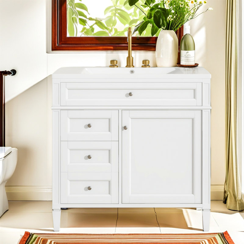 Meuble-lavabo élégant avec lavabo supérieur - Armoire de rangement moderne avec 2 tiroirs et un tiroir basculant, bleu, Bleu