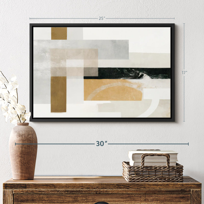 Abstrait "Rectangles dorés et gris abstraits", H 25 po x l 17 po