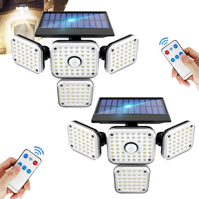 4-Head Solar Outdoor Lights 144 LED 3 Model Waterproof Security Flood Lights For Yard Garage Patio