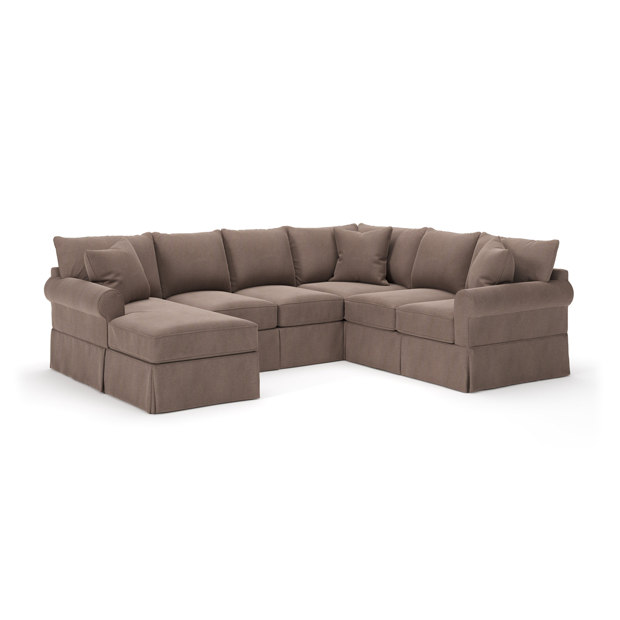 Amari Upholstered U-Sectional, Bella Cocoa Performance Velvet, Left Hand Facing