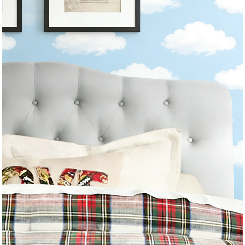 Tufted Upholstered Wingback Headboard, Solid Wood Head Board with Wood Legs, Adjustable Height Bed headboard from 47” to 63” Fabric Headboard in Modern Button Design