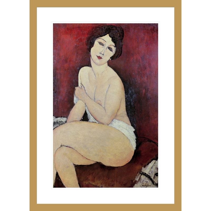 Grand nu assis par Amedeo Modigliani - Estampe numérique encadrée, H 22,64 po x l 21,23 po