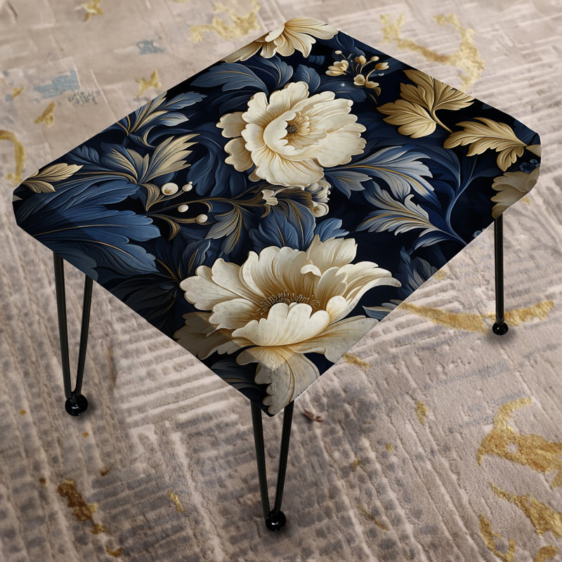 Regal Damask Splendor Victorian Pattern VI - Floral Rectangle Ottoman