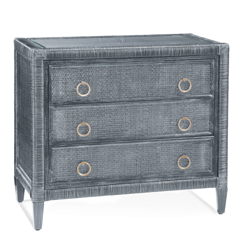 Commode 3 tiroirs Warwick, Laiton satiné, Saule