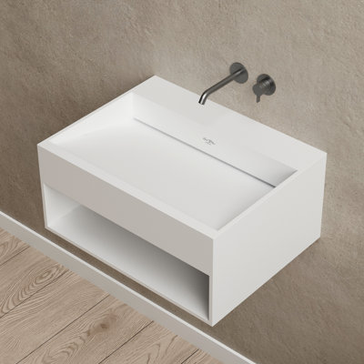 MonBlari 24" X 18" Rectangle Solid Surface Wall Mounted Sinks Matt White