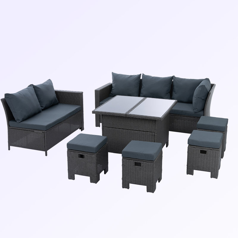 Ensemble de conversation modulaire de huit articles avec coussins