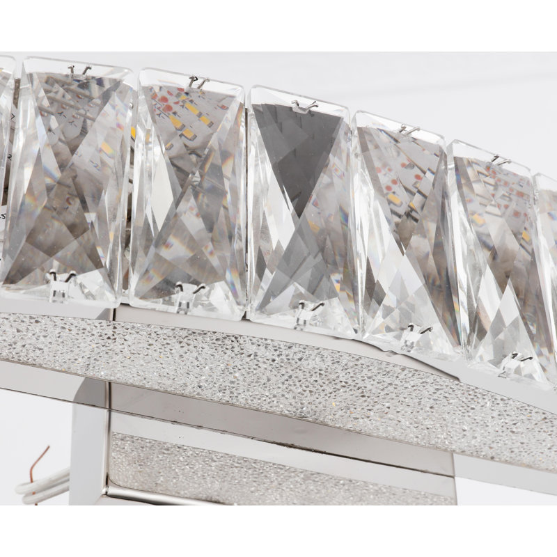 Pioche Chrome LED Wall Sconce With Clear Crystal Acccents, 3" H x 28" W x 3" D