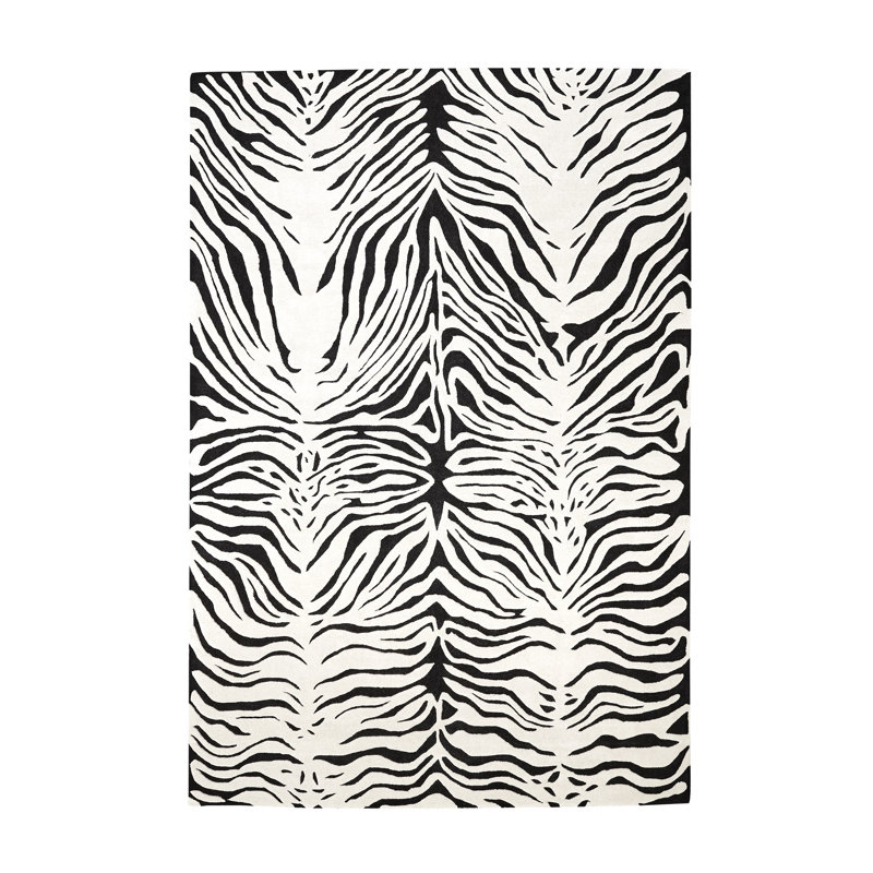 Wool Animal Print Area Rug in White, Rectangle 11' x 14'