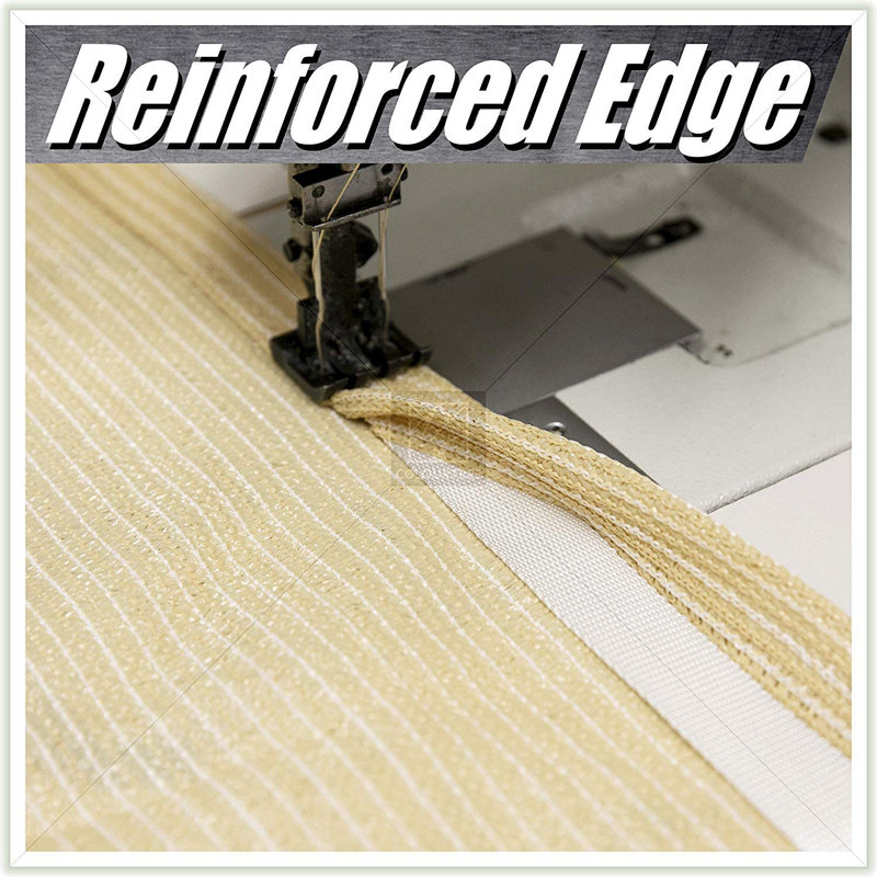 Beige 12' Triangle HDPE Patio Shade Sail with Stainless Steel D-Rings