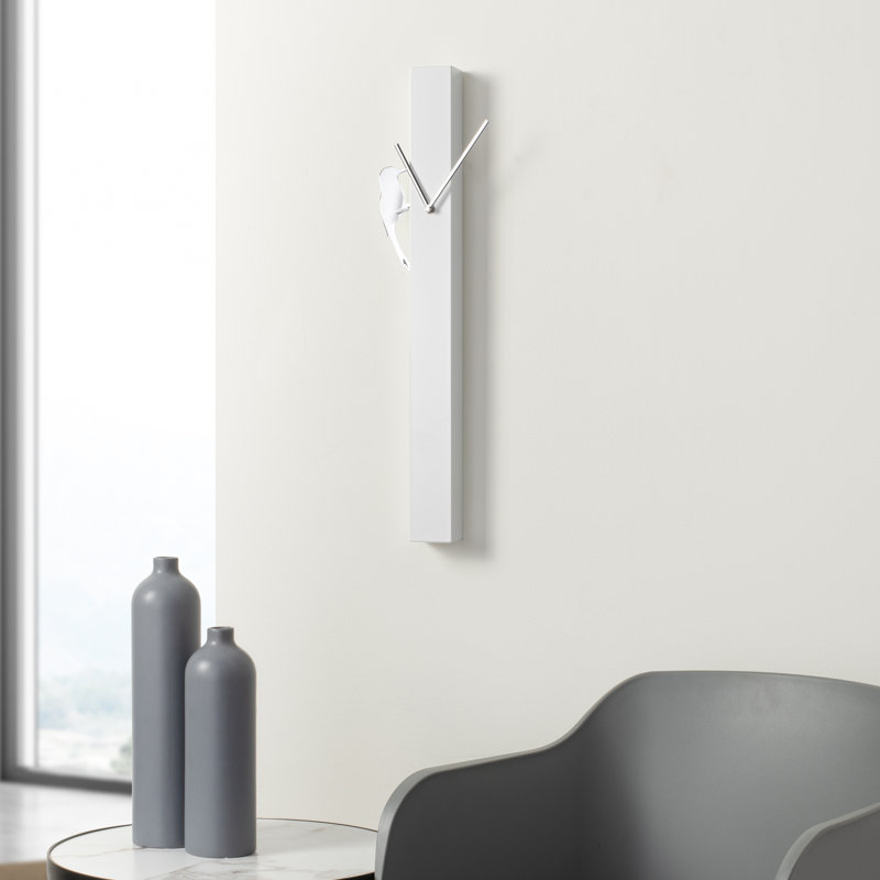  Felena 25" Moving Woodpecker Bird Pendulum Wall Clock (White), White