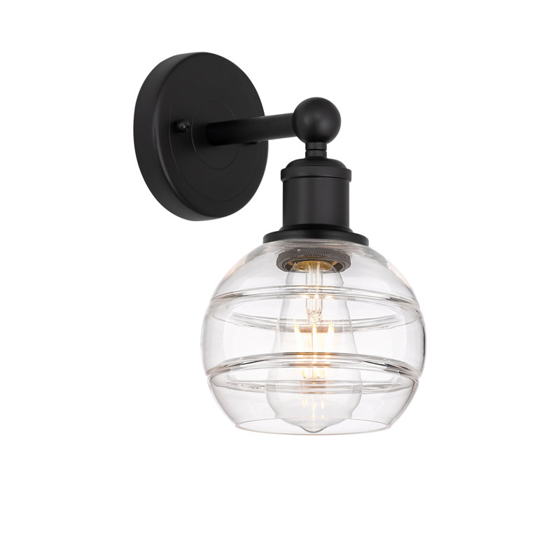 Applique murale 8 lumières Edison Bienes, Transparent, H 10,13 po x l 5,88 po x P 7,44 po, Noir mat