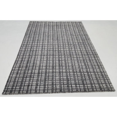 Cristian Plaid Hand Loom Wool and Viscose Black/Beige Rug
