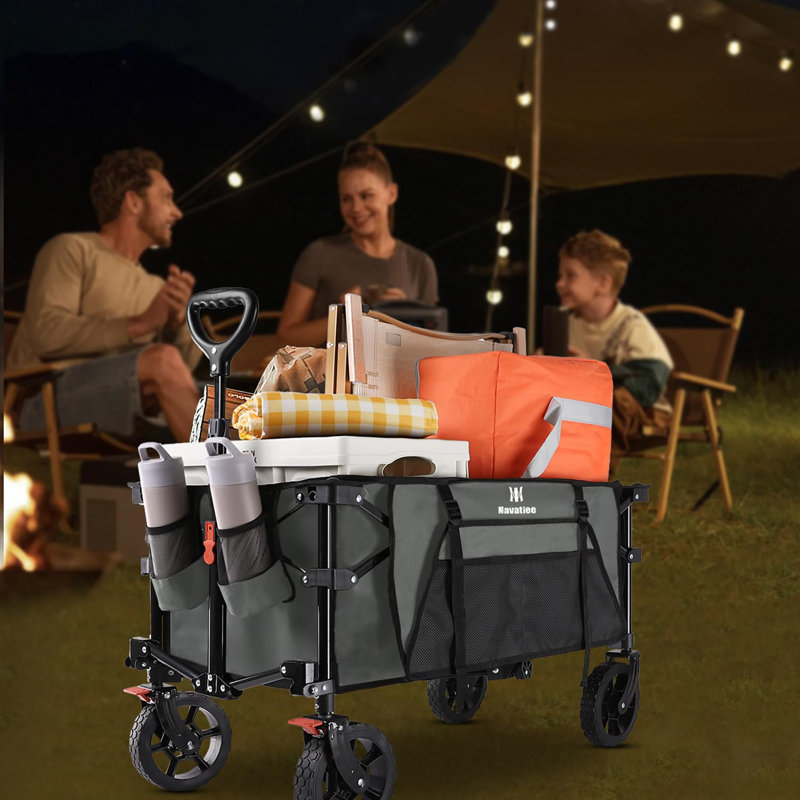 Chariot pliable avec roues 140L, Gris