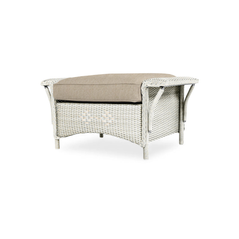 Nantucket Outdoor Ottoman, Rumba Straw, White