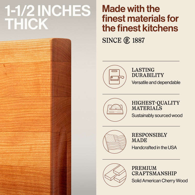 John Boos Maple Wood Edge Grain Reversible Cutting Board, 18" L x 12" W x 2.25" D, Maple