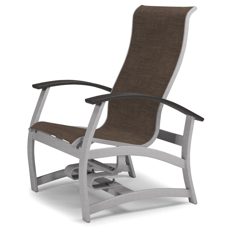 Askar Swivel Powder Coated Aluminum Outdoor Lounge Chair, Classic Graphite P30, Mocha Sunbrella®, Textured Silver