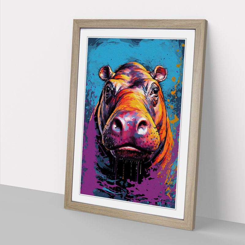 Hippo Pop - Framed Print, 64cm H x 46cm W x 2cm D