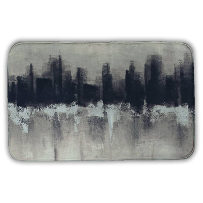 Dark city Bath Mat with Non-Slip Backing - Quick Dry Memory Foam Bathroom Rug - Absorbent - Modern Plush Spa-Style - Machine Washable