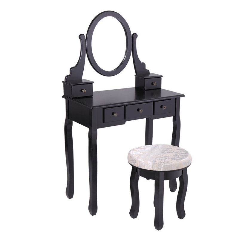 Ensemble de coiffeuse avec tabouret et miroir Advith