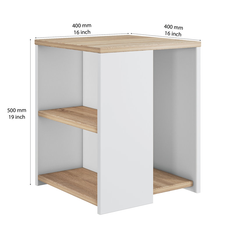 Table d'appoint Rome, Blanc / noyer