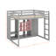 Lit mezzanine en bois pleine grandeur avec garde-robe, tablettes et armoire-2129036900