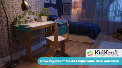 KidKraft® Bureau enfant ajustable et chaise Grow Together™ Pocket bois,  gris cendré 20306