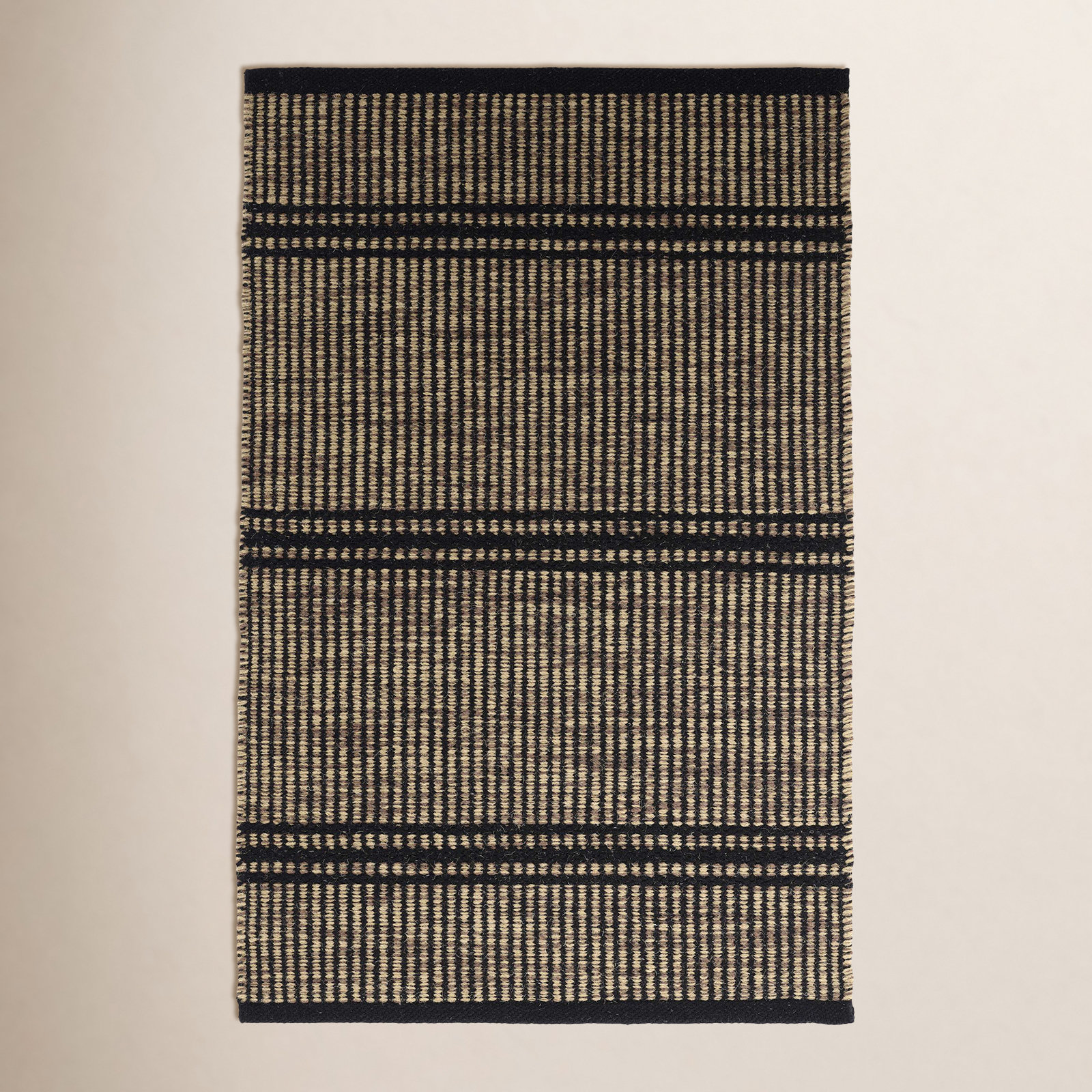 Malta Hand-Woven Striped Wool Rug, Rectangle 7'6" x 9'6", Camel
