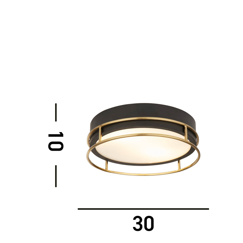 Averie Glass Flush Mount, Black/Brass