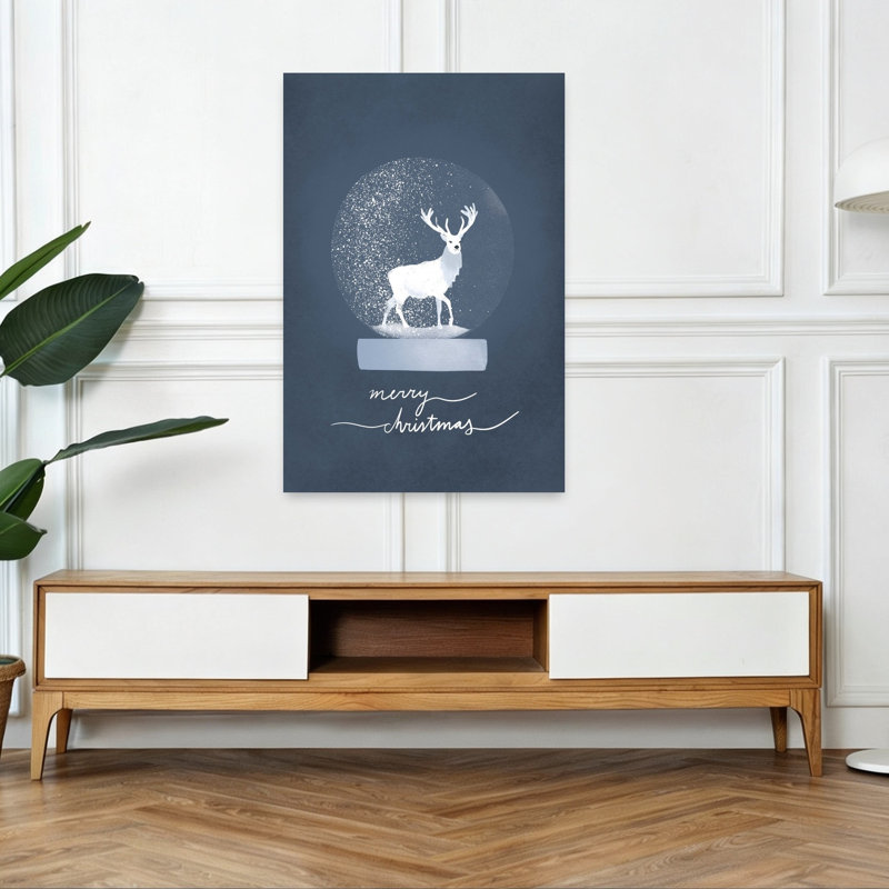«Snowglobe Deer Elegant Serene Tranquil Deer Winter Landscape», reproduction d'art mural, 48" H x 32" W