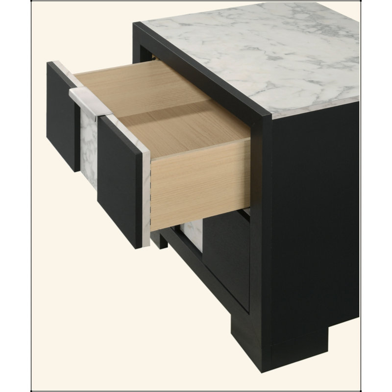 Table de chevet contemporaine 1Pc, Noir / blanc