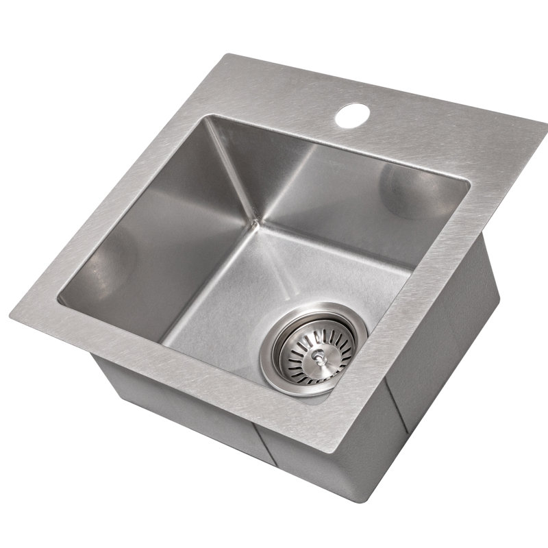 ZLINE 15" Donner Topmount Single Bowl Fingerprint Resistant Stainless Steel Bar Kitchen Sink
