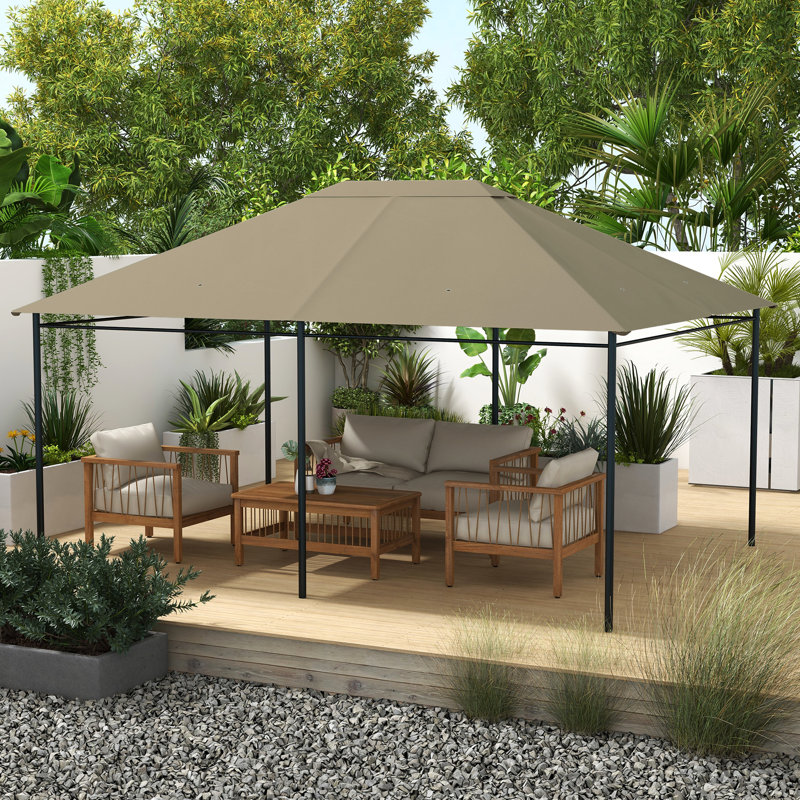 - Abri de jardin d'extérieur 10 pi x 13 pi de remplacement, kaki avec ventilation et auvent de drainage
