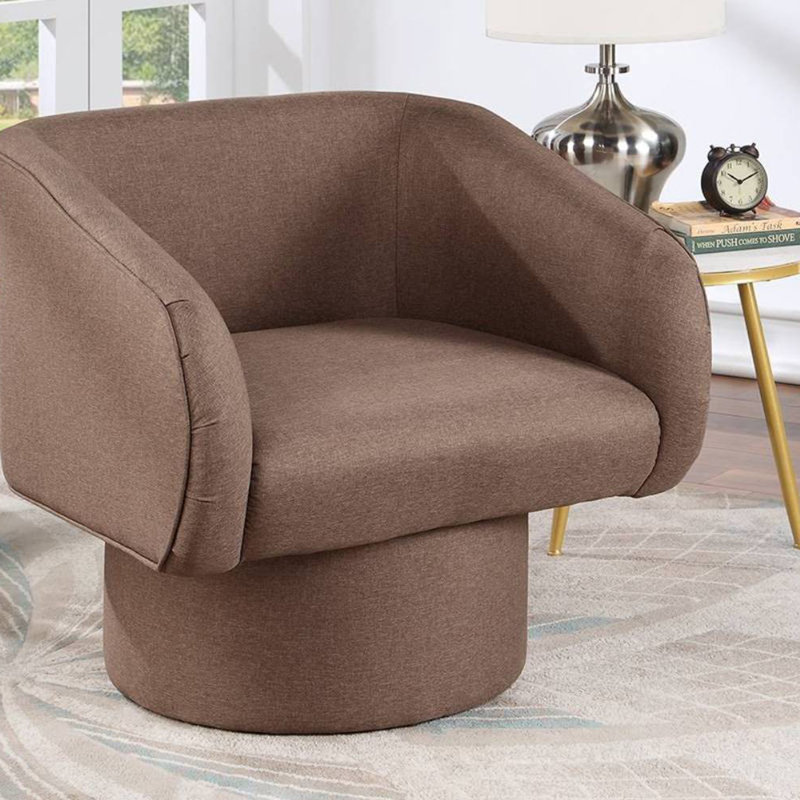 Fauteuil d'appoint pivotant en tissu classique, Café clair