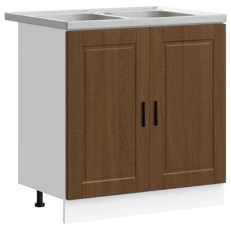Porto Sink Base Cabinet Porto, Brown Oak