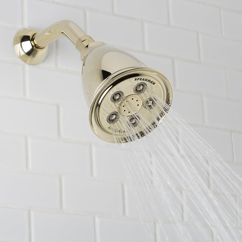 Hotel Anystream Multi Function Fixed Shower Head, Polished Brass, 2.5 GPM
