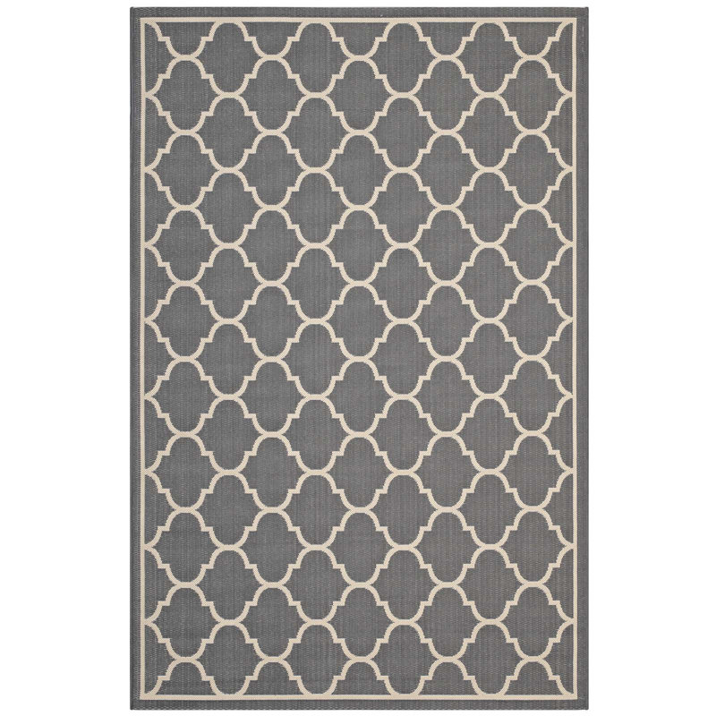 Avena 8' x 10' Gray and Beige Synthetic Trellis Area Rug