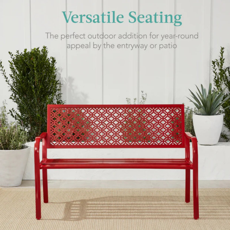Banc en acier, Rose rouge