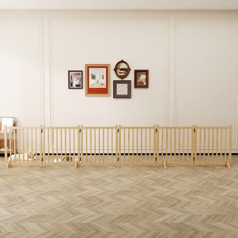 Chien en bois à 6 panneaux pour les portes et les escaliers, barrière intérieure autoportante pour animaux de compagnie, conception pliante, aucun assemblage requis, pliage double face flexible, petits animaux de compagnie idéaux, utilisation pliable de 31 po de hauteur