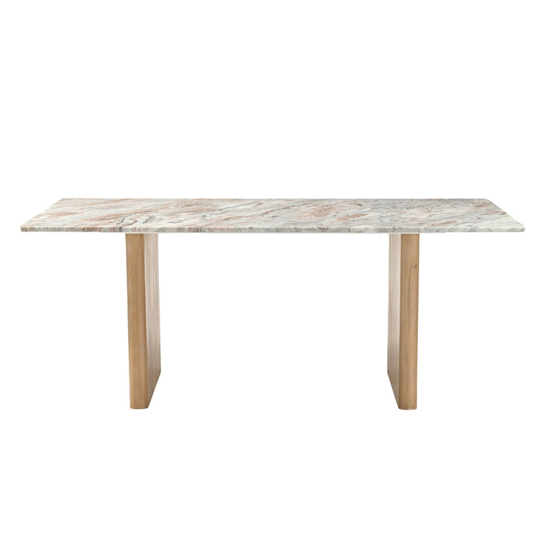Vero 76" Dining Table in Toronto Marble Top and Light Mango Base