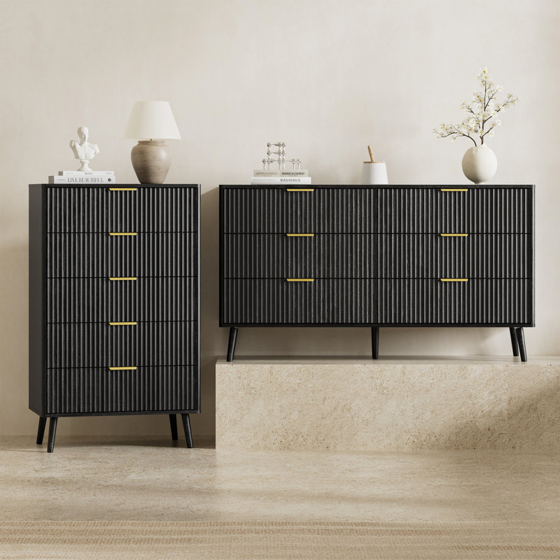 2 Pieces Bedroom Set, Black